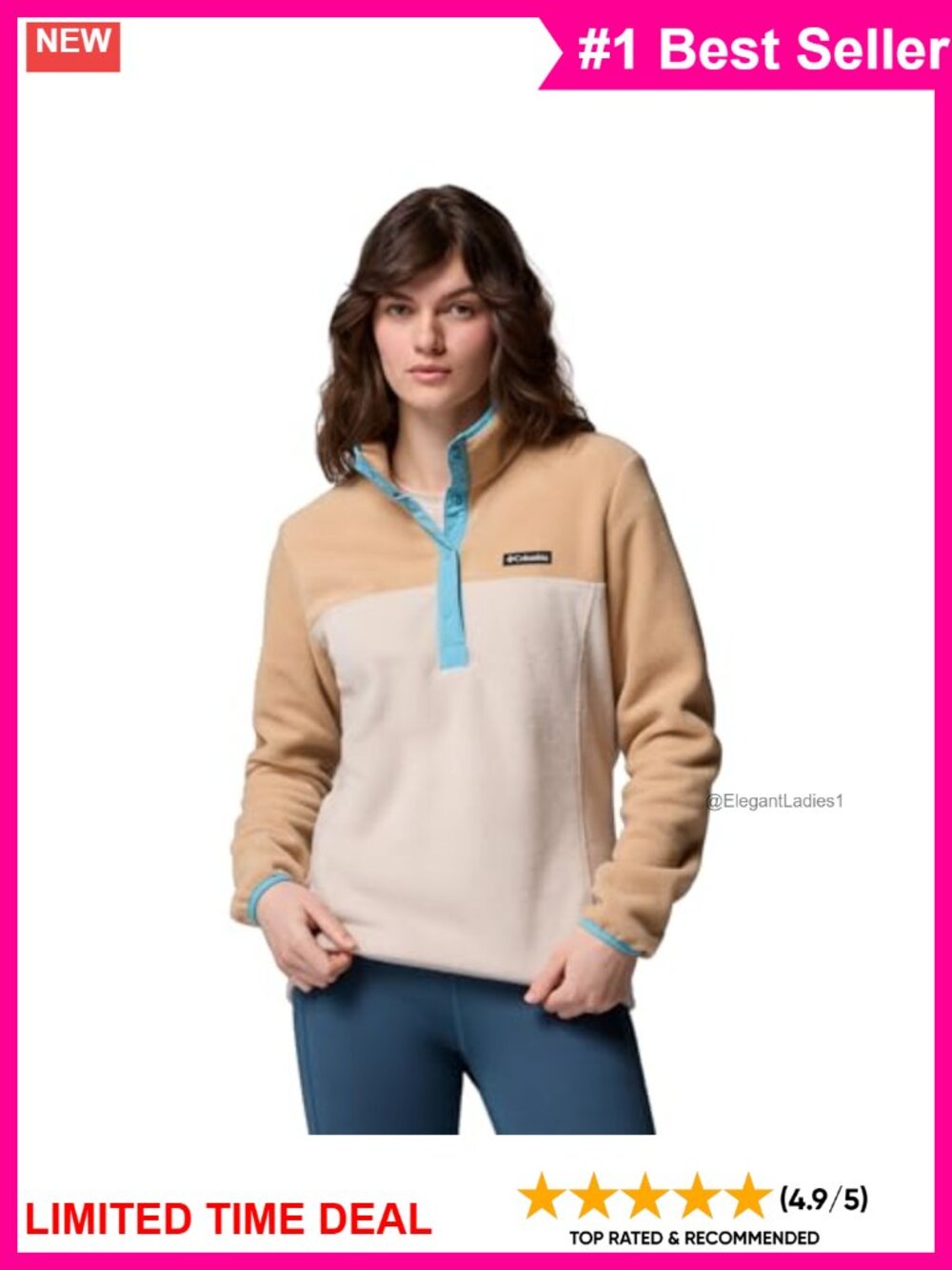 Women's Fleece Snap Pullover 1/2 Snap Long Sleeve Anorak Warm Cozy